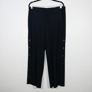 New John Mark Black Snap Button Side Pull‎ On Trousers Size Large